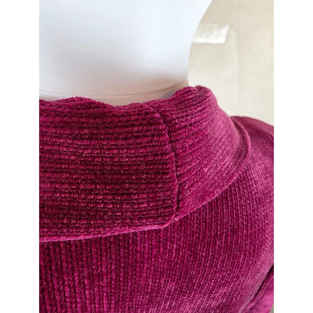 3rd + Malt‎ Womens Petite Medium Fuchsia Pink Chenille Corduroy Cardigan